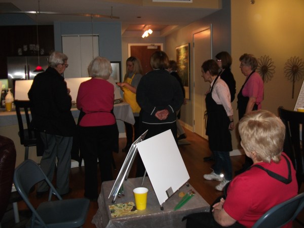 Gathering around Sarah as she demonstrated what we were going to do